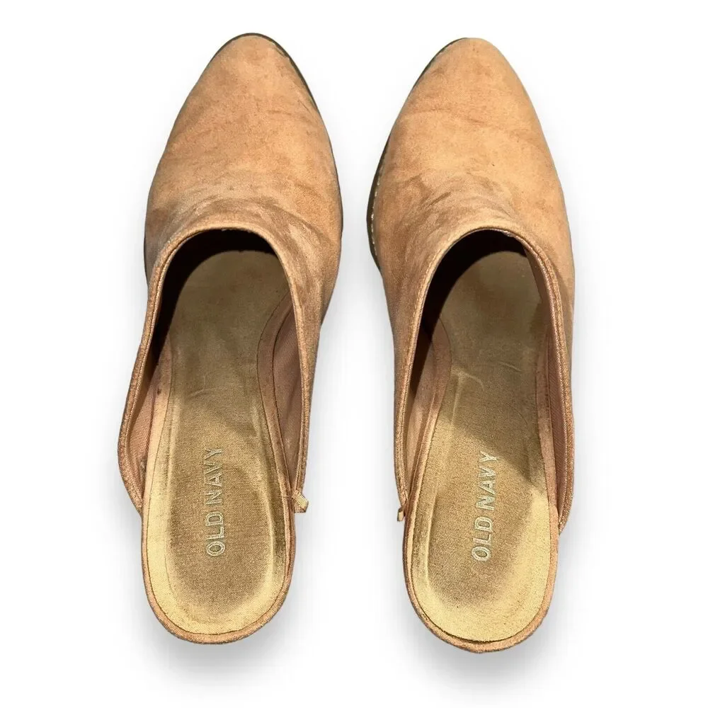 Old Navy Womens High Heeled Mule Bootie Slip On Faux Leather Suede Pink Size 7